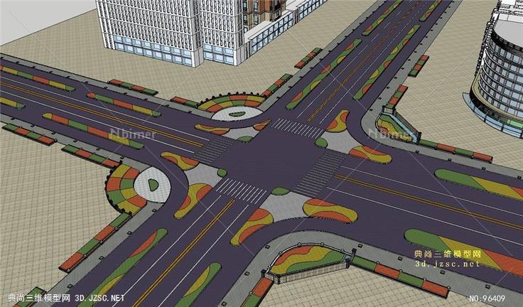 交通建筑交通路口景观重点是十字路口四个角