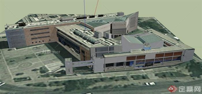 某现代厂区办公楼建筑设计SU模型