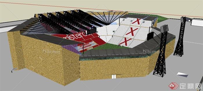 现代足球体育场馆建筑SU模型