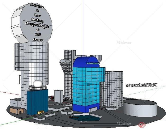 现代城市商业中心建筑su概念模型
