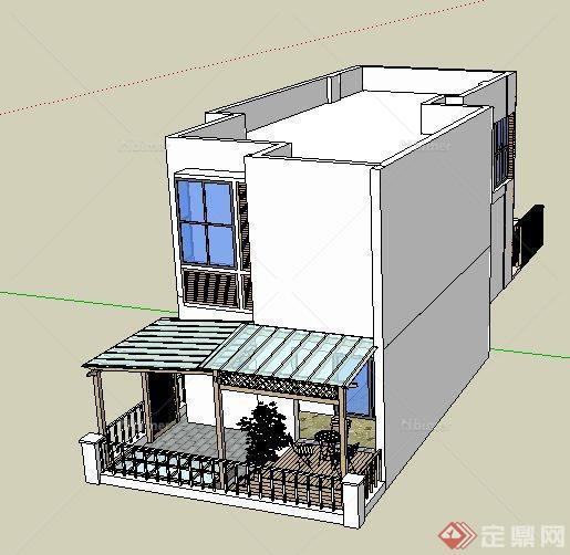 现代二层小别墅住宅su模型[原创]