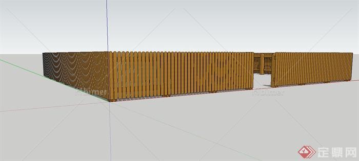 现代木质围墙设计su模型[原创]