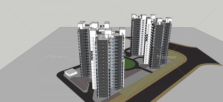 现代高层住宅.(43918)su模型下载