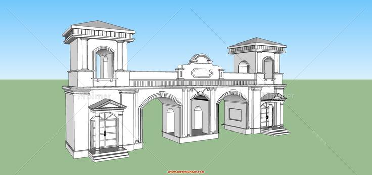 自己建的小区主入口大门模型，求关注，求加分啊