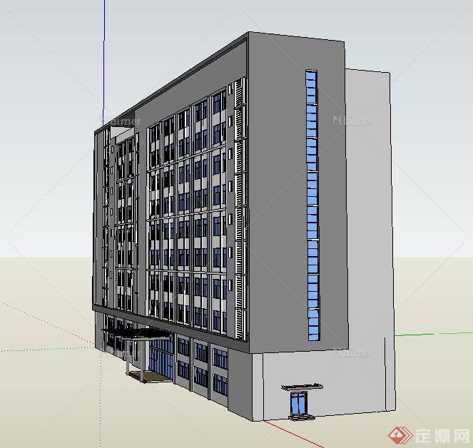 现代某独栋高层医院建筑设计SU模型[原创]