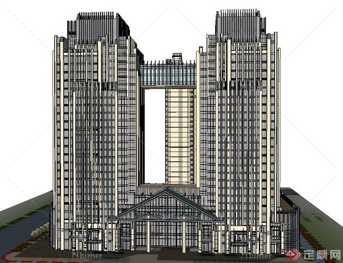 新古典综合体高层住宅建筑设计SU模型