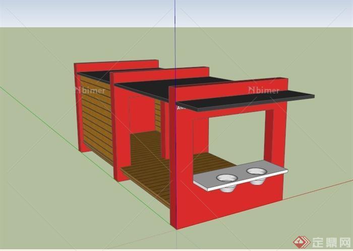 某简易快餐售货亭设计SU模型