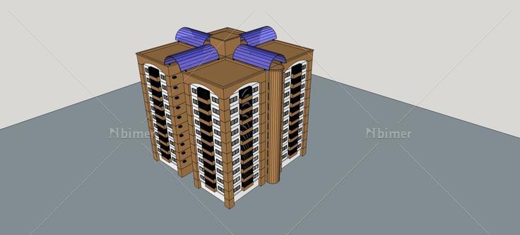 现代小高层住宅楼(80768)su模型下载
