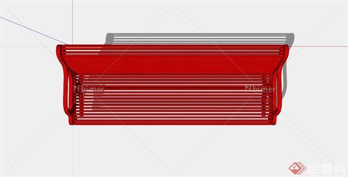 某现代红色户外长椅SU模型[原创]