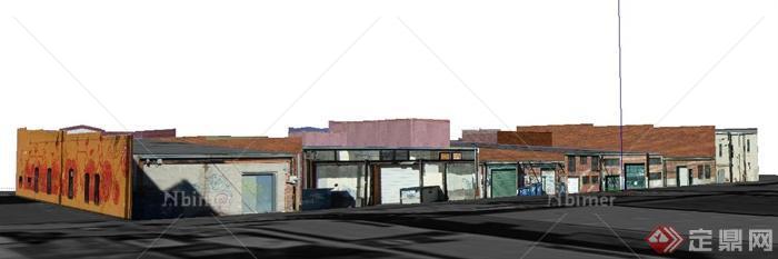 现代多层沿街商铺建筑设计su模型