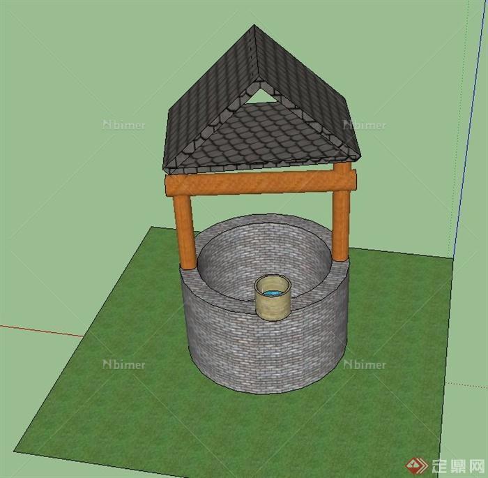 一个古中式水井设计SU模型