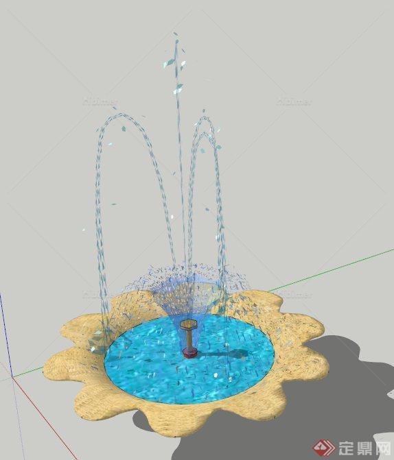 小喷泉水景设计SU模型