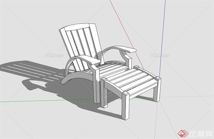 现代风格躺椅、坐凳设计su模型[原创]