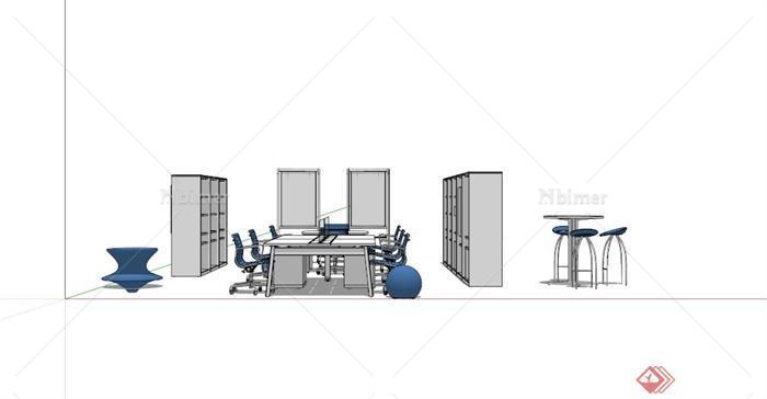 办公室内家具组合设计SU模型[原创]