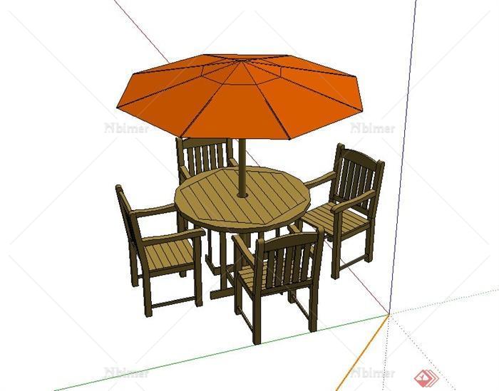 室外伞桌椅设计su模型