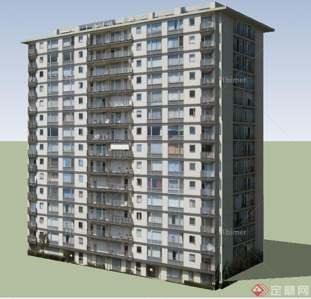 某拼接高层公寓住宅楼建筑设计su模型