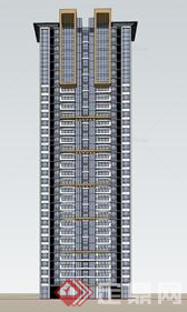 某现代高层居住建筑楼模型参考SU素材