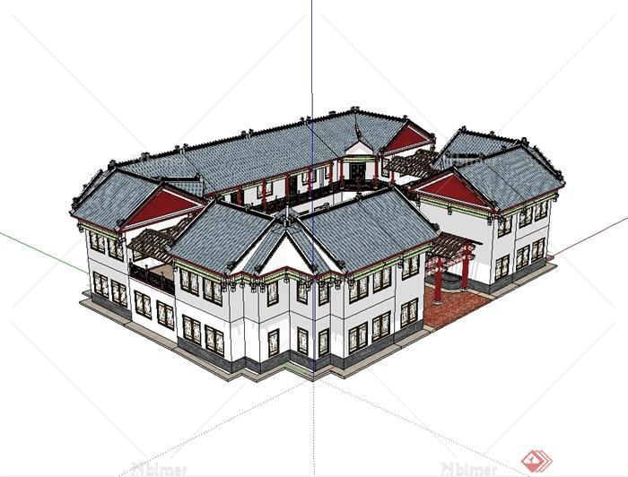 中国古典民居住宅楼建筑su模型[原创]