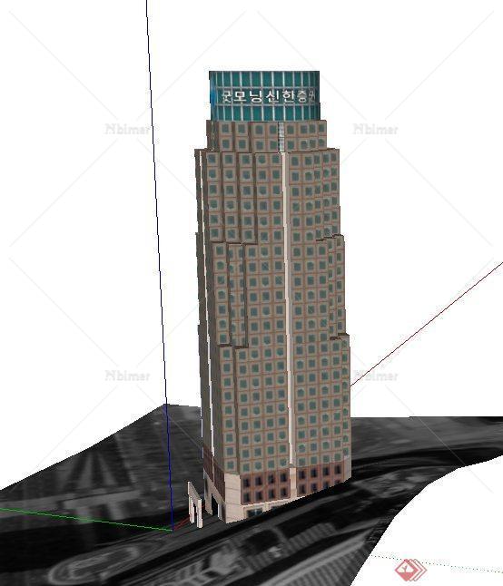 现代某高层银行大楼建筑设计SU模型