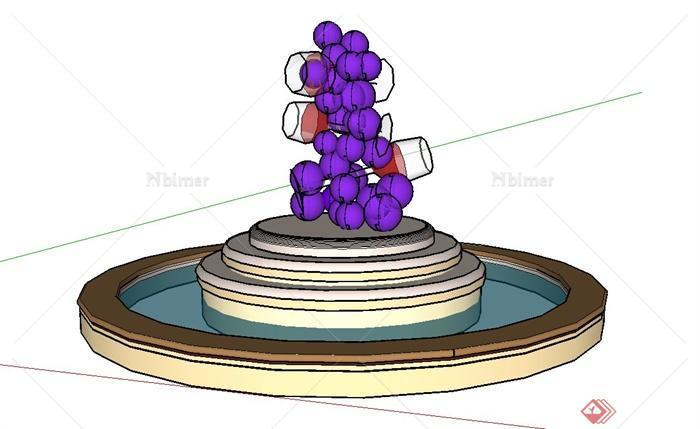 圆形雕塑水池景观设计SU模型