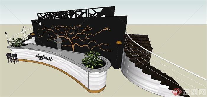 某咖啡馆前台设计su模型