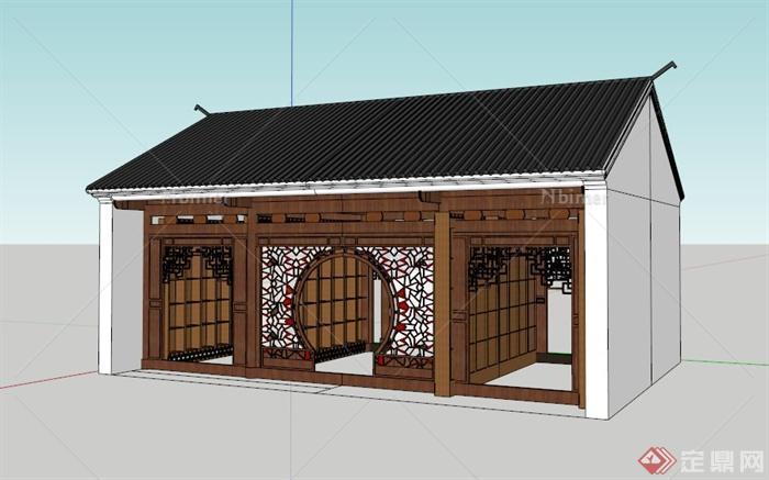 古典中式文化展览建筑SU模型