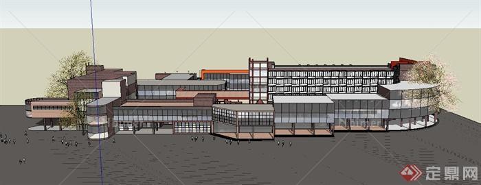 现代某多层学校综合建筑设计SU模型