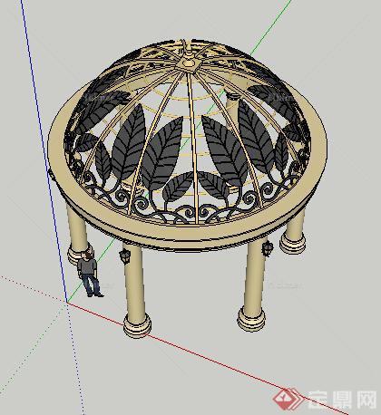 园林景观之欧式景观亭设计su模型8