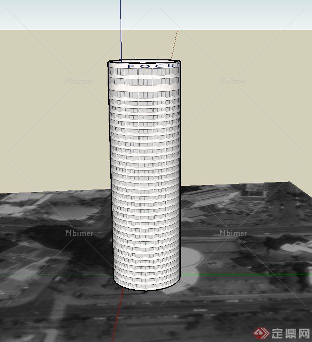 某高层圆形办公楼建筑设计SU模型