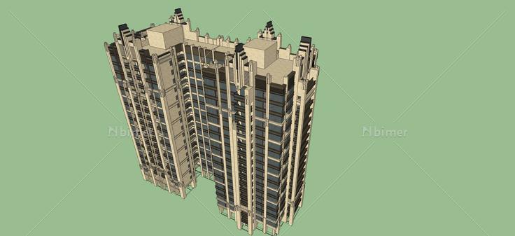ART-DECO风格高层住宅(64604)su模型下载