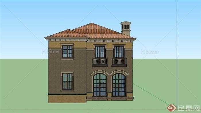欧式两层住宅别墅建筑设计SU模型