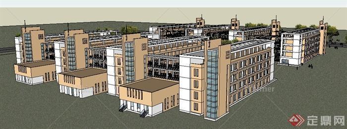 某学校现代多栋教学楼建筑设计SU模型