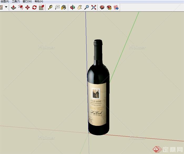 红酒瓶素材设计su模型[原创]