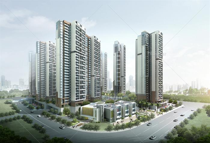 长沙市某现代风格高层住宅小区建筑设计方案（附