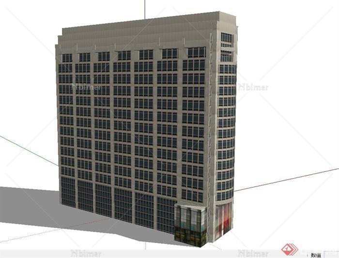 现代某高联排层商务酒店建筑设计SU模型
