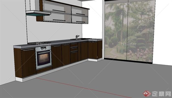 某现代厨房橱柜设计su模型