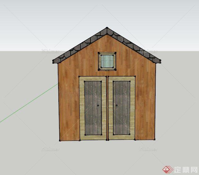某简易木质工具房建筑设计SU模型