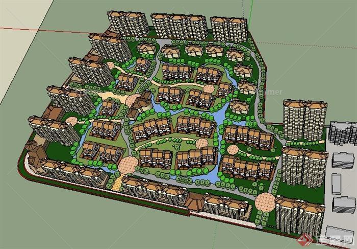 某大型住宅小区概念性建筑设计su模型[原创]