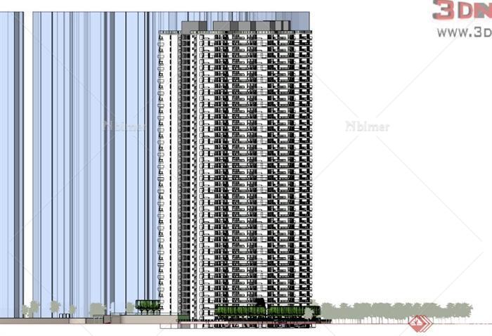 超高层居住建筑设计SU模型[原创]