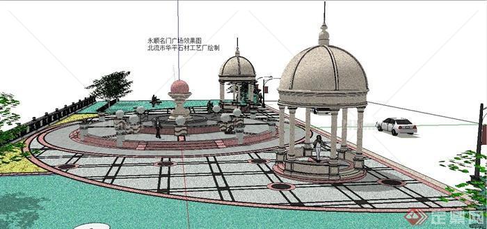 欧式风格小广场景观设计su模型