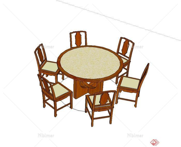 古典中式风格四种不同的餐桌椅设计su模型[原创]