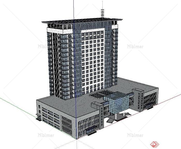 某栋高层酒店建筑设计SU模型