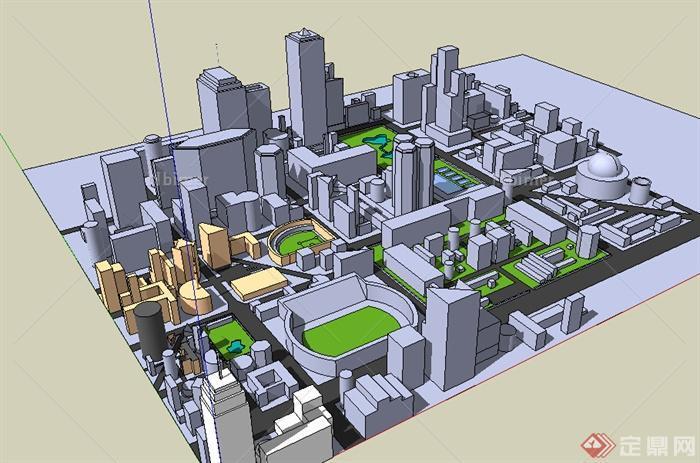 某商业城市规划设计SU模型