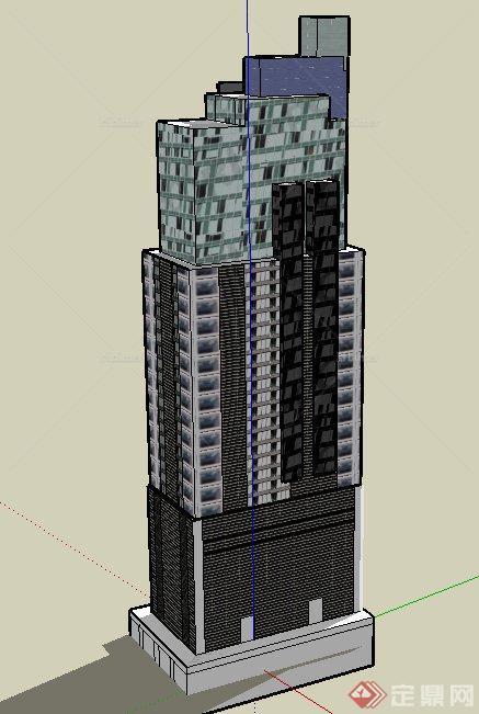 现代某高层城市独立办公建筑设计SU模型