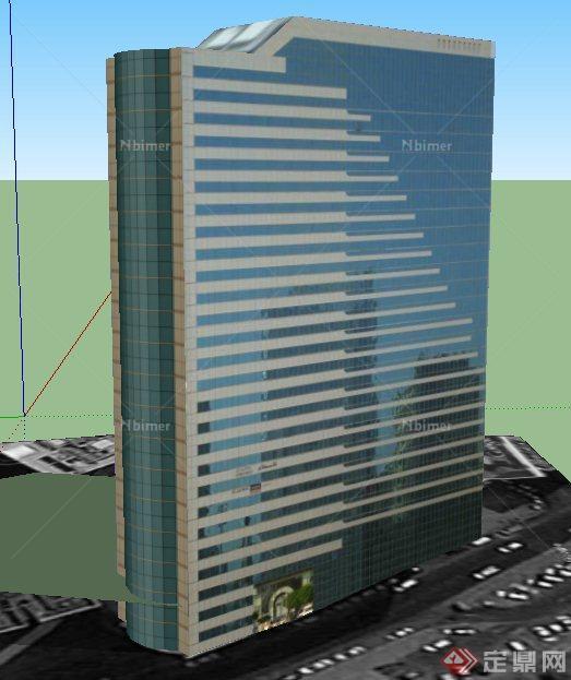 简约风格高层商务楼建筑设计SU模型