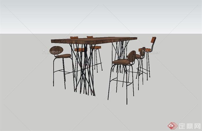 某现代简约风格室内餐桌椅设计su模型