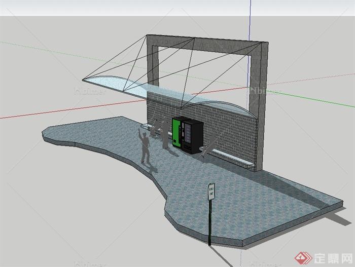 现代风格独特详细车站廊设计su模型[原创]