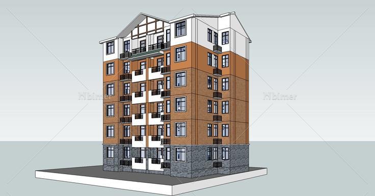 欧式多层住宅楼(80186)su模型下载