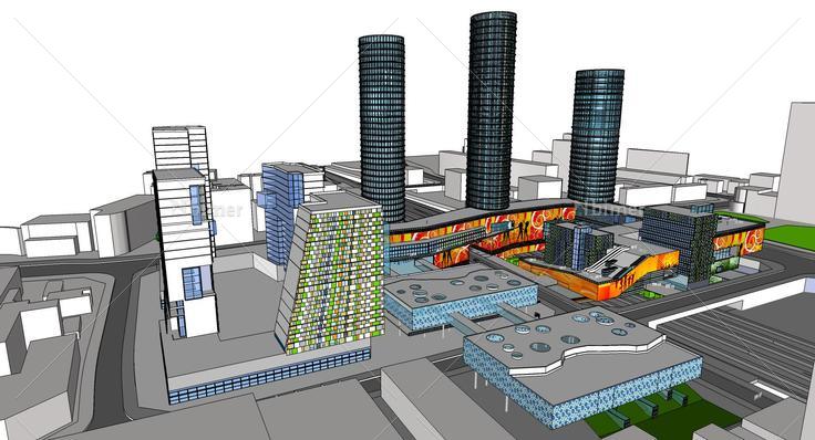 超级现代风格概念城市设计(105672)su模型下载