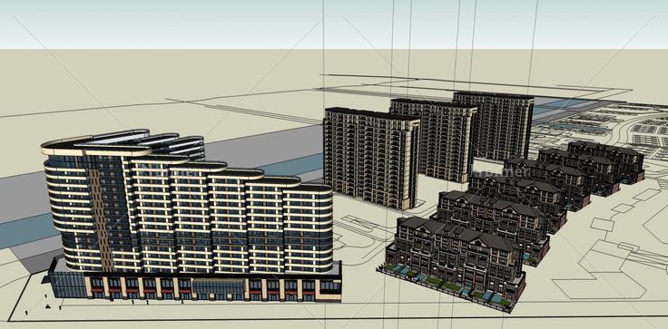 高层公寓及住宅及洋房别墅(76887)su模型下载